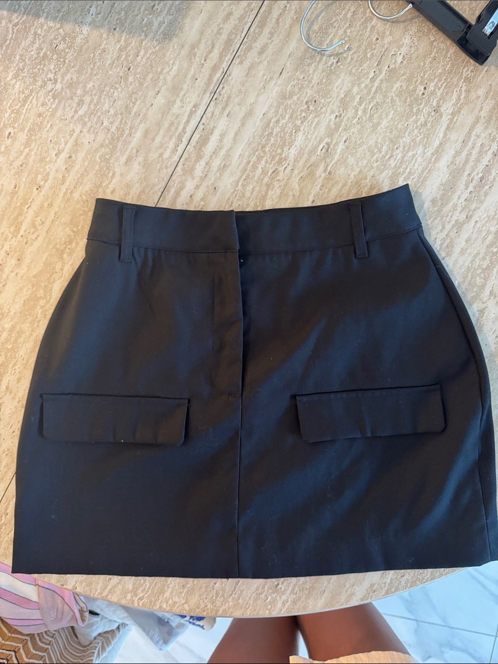 Black cargo miniskirt